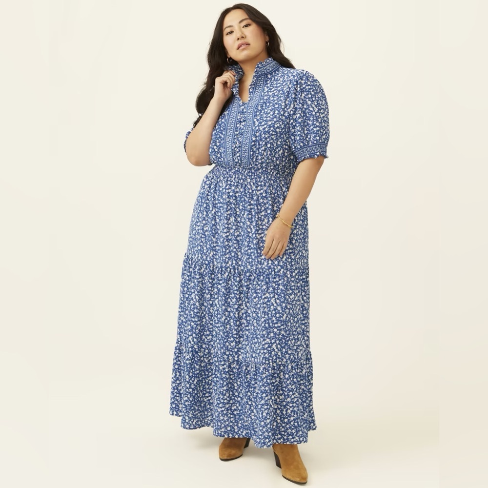 Adorne Cottagecore Smocked Waist Maxi Dress